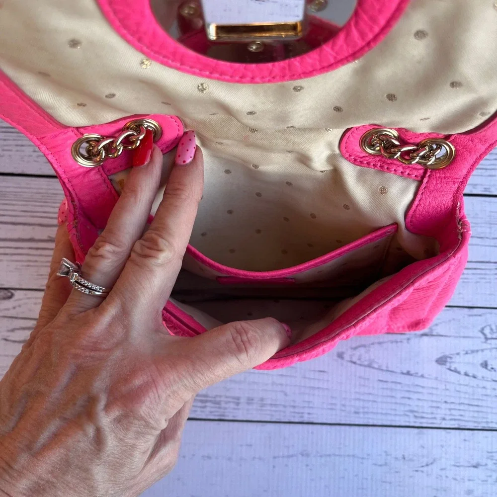 Kate‎ Spade RARE Bubblegum Pink Barbiecore Leather Crossbody Bag Purse Designer